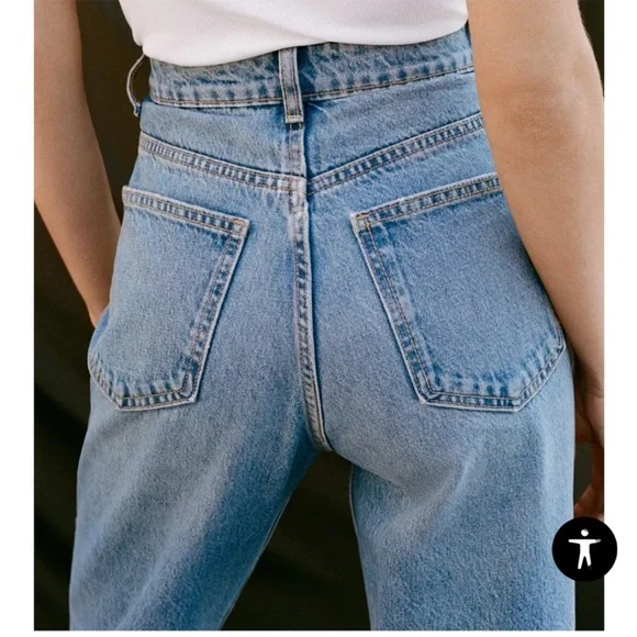 ZARA High Waist 90s Vintage Jeans Mom Fit Jean Classic Blue Denim Women's Jeans - Picture 4 of 12